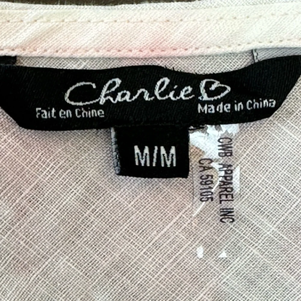 Charlie B Linen Ruffle Hi Low Hem Dress M Tie Dyed Pastel Pink Blue‎ Slee…